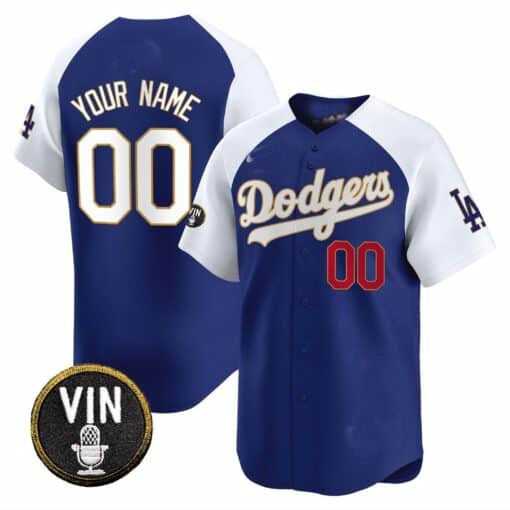 Dodgers Vin Scully Patch Gold Trim Vapor Premier Limited Custom Jersey  Royal White Baseball Jersey