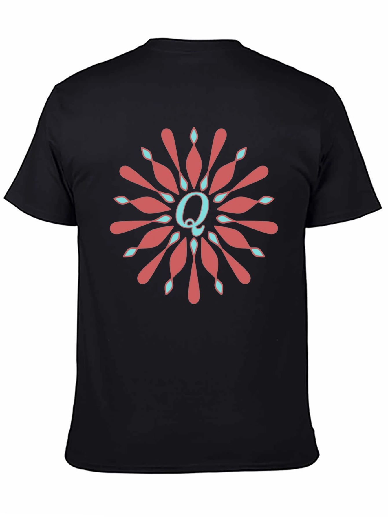 Letter Q Floral Medallion Graphic Tee - Black