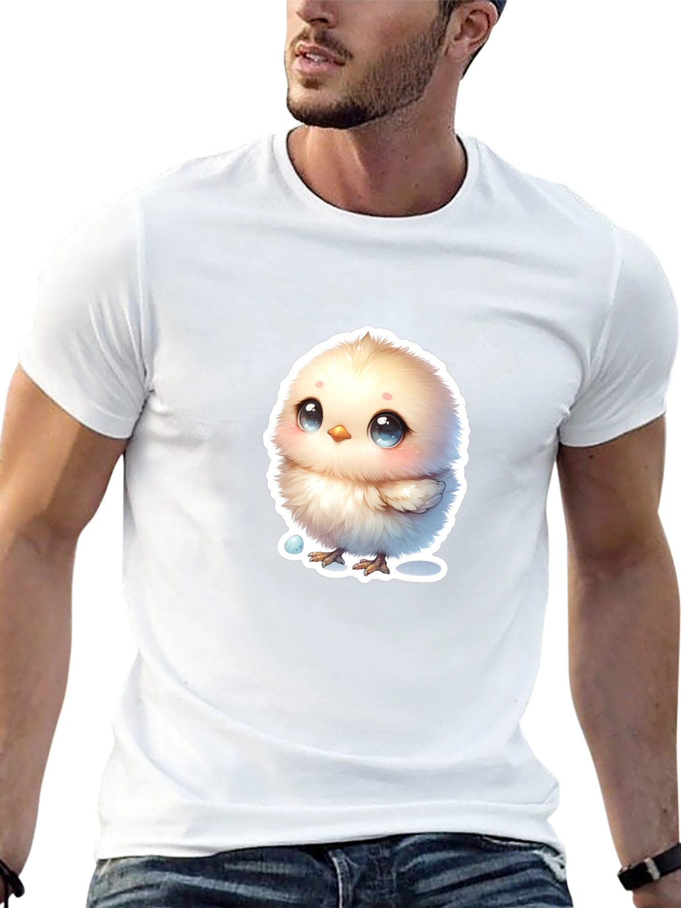 Cute Chick Graphic Tee - Black Cotton Blend T-Shirt