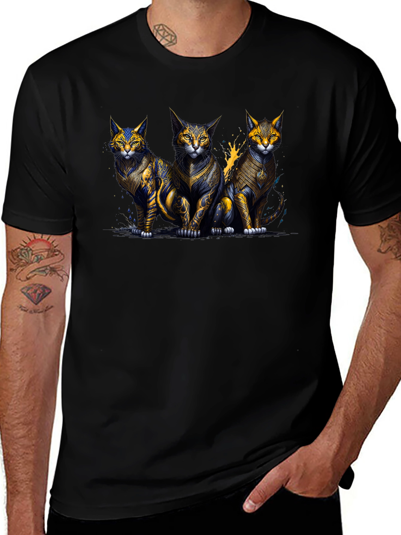 Three Mystic Cats Graphic T-Shirt