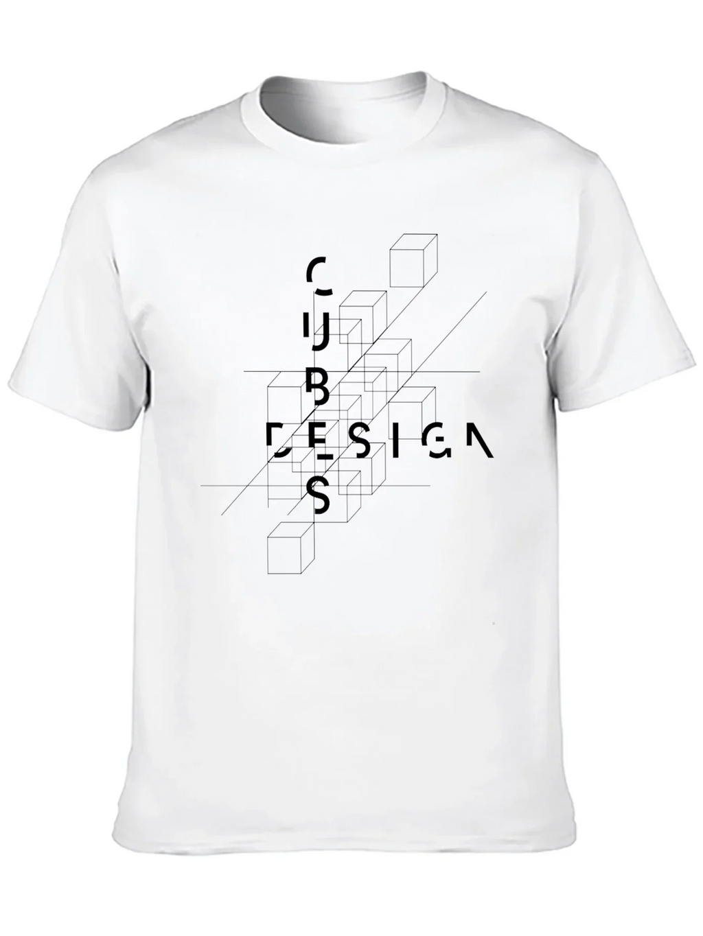 Geometric Cubes Design T-Shirt - Modern Art Tee
