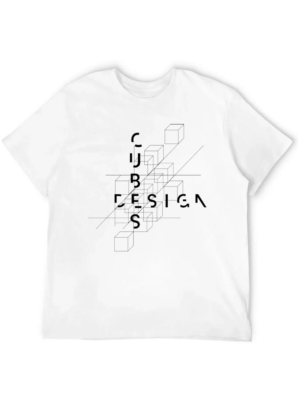 Geometric Cubes Design T-Shirt - Modern Art Tee