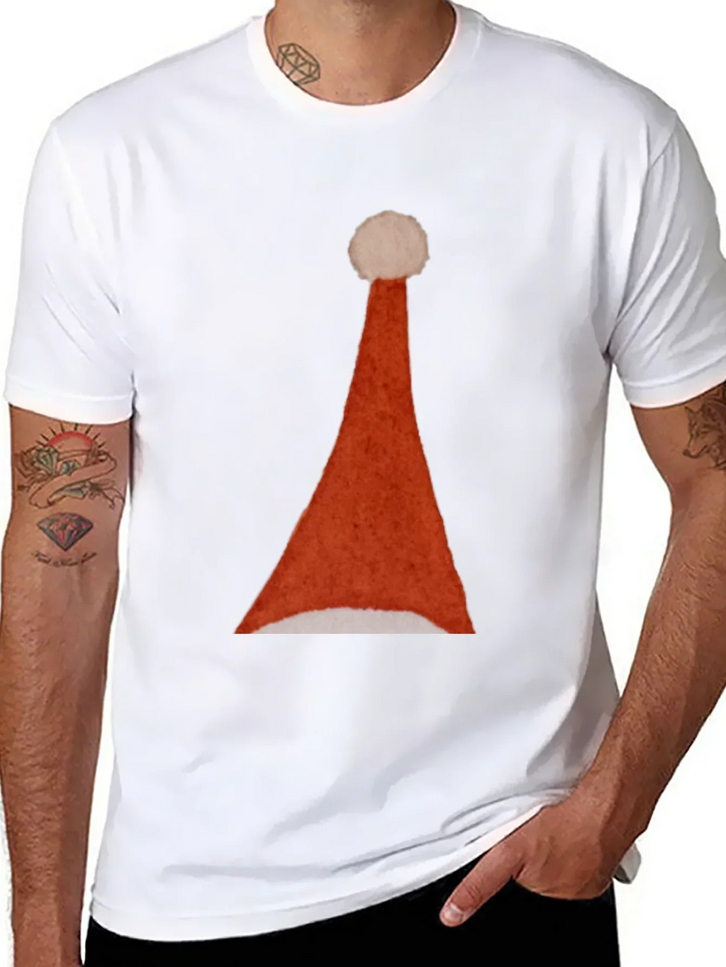 Santa Hat Graphic Tee - Holiday Festive T-Shirt