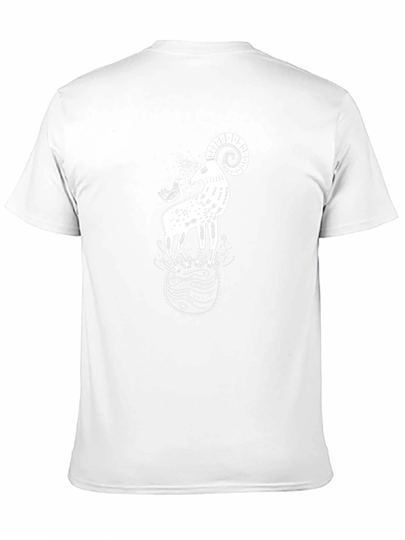 Ram & Bird Graphic Black T-Shirt - Unique Design
