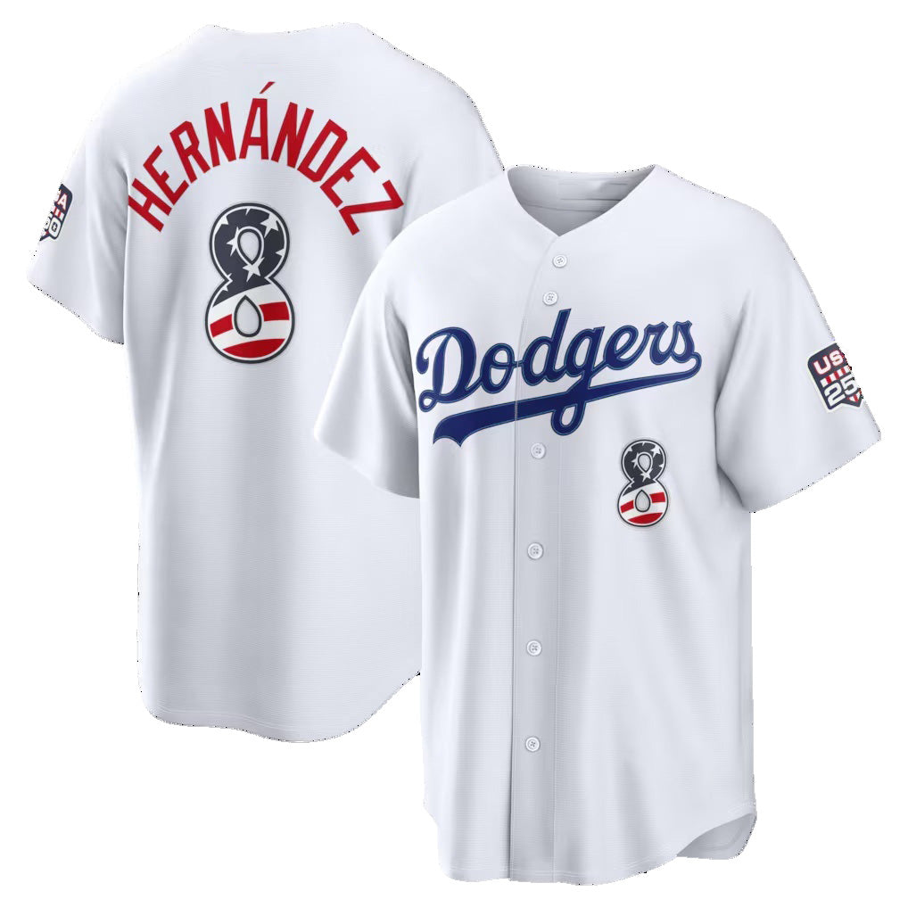 Los Angeles Dodgers #8 Enrique Hernandez Fourth of July White USA 250 Stadium Baseball Jersey