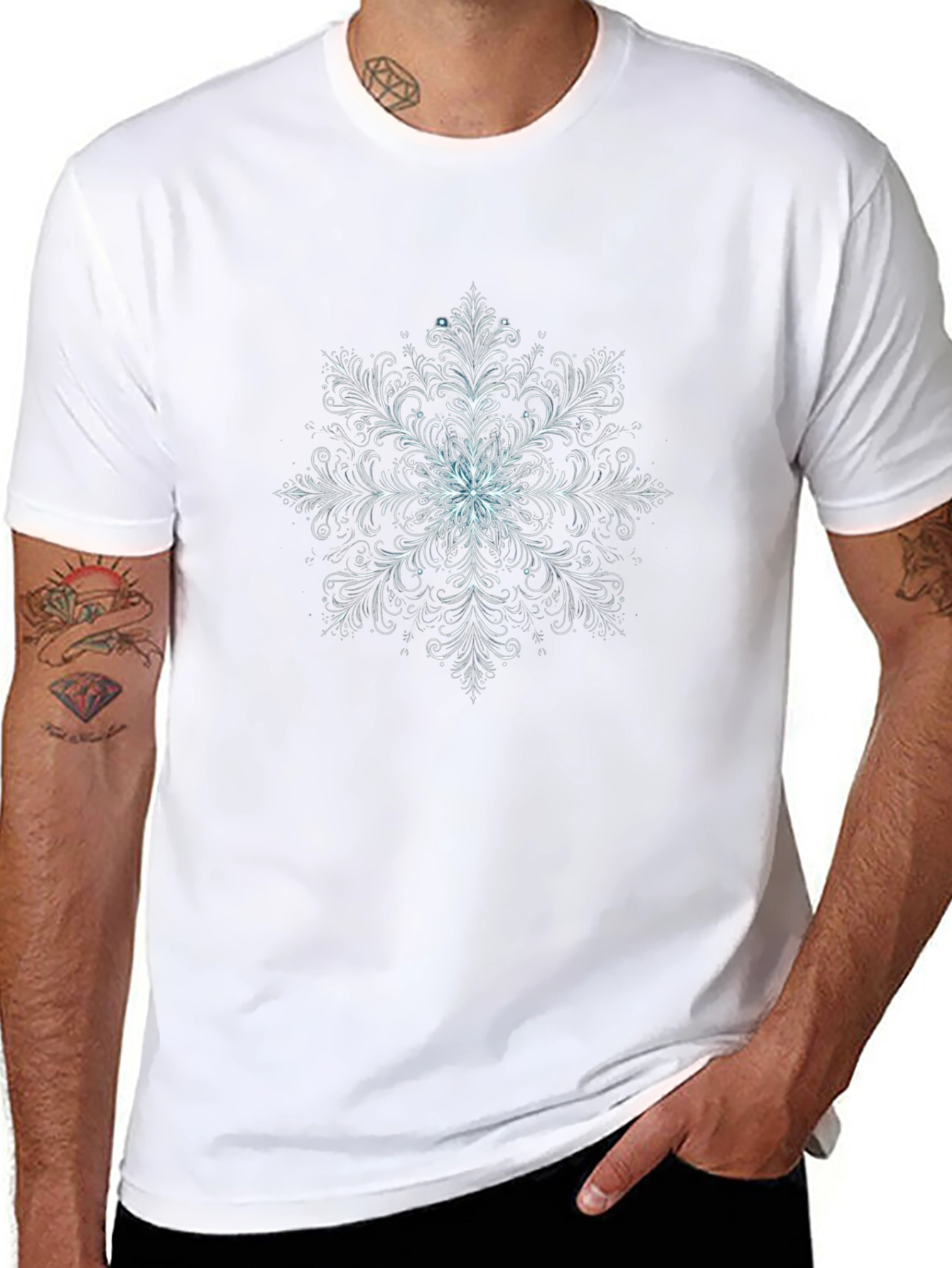 Snowflake Graphic Tee - Stylish Black T-Shirt