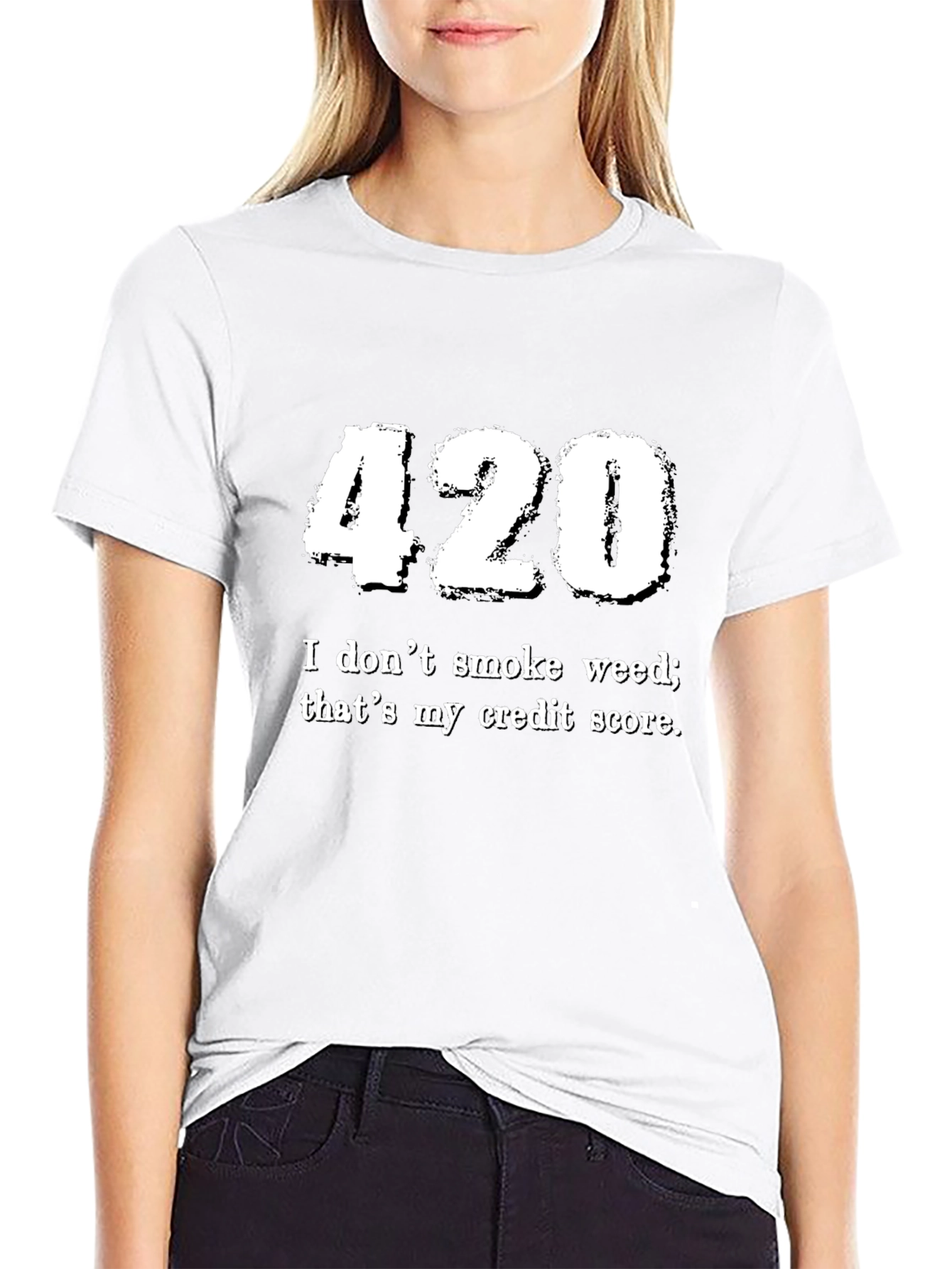Funny 420 Credit Score Black Graphic Tee