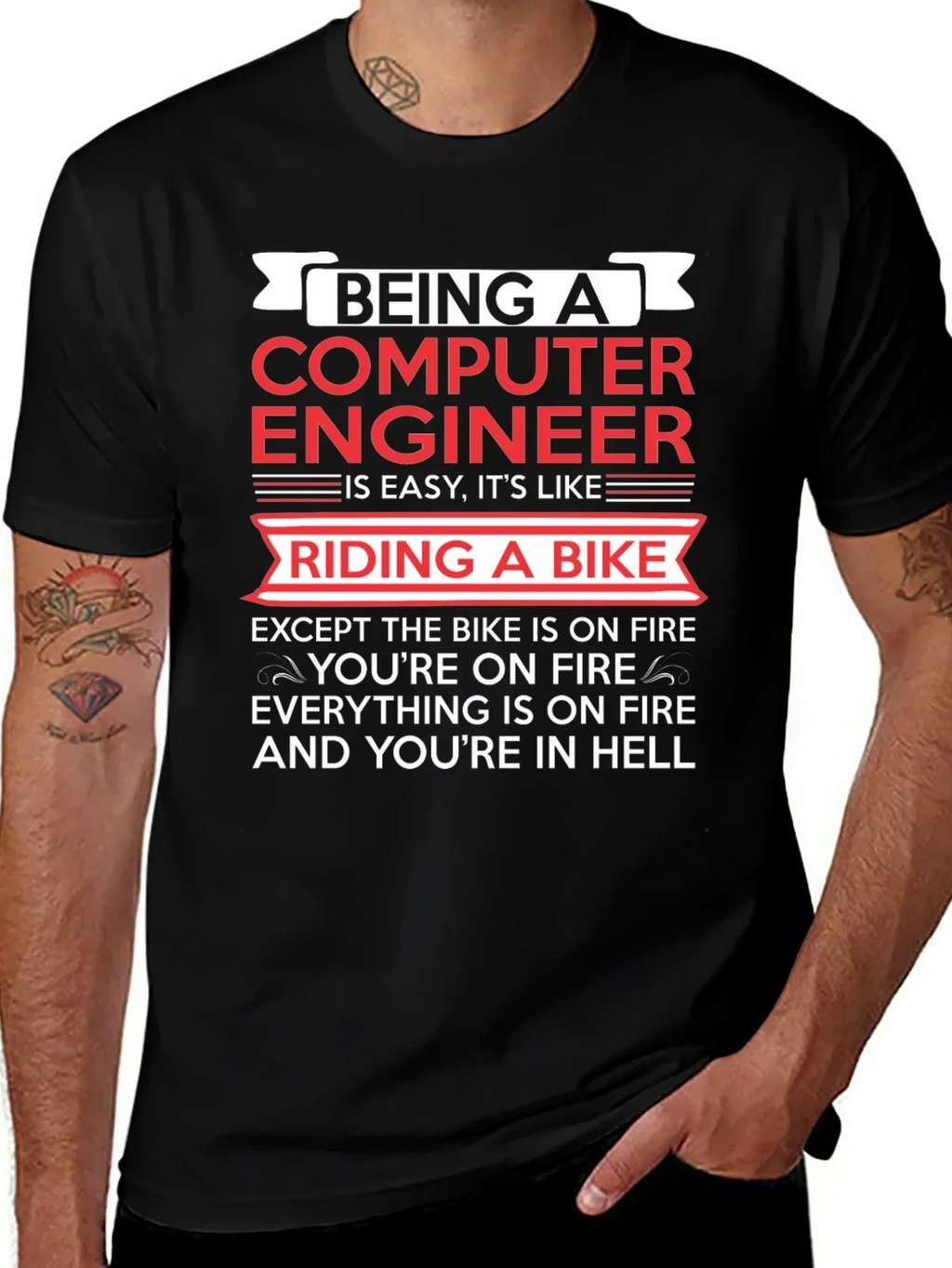 Computer Engineer Bike Fire T-Shirt