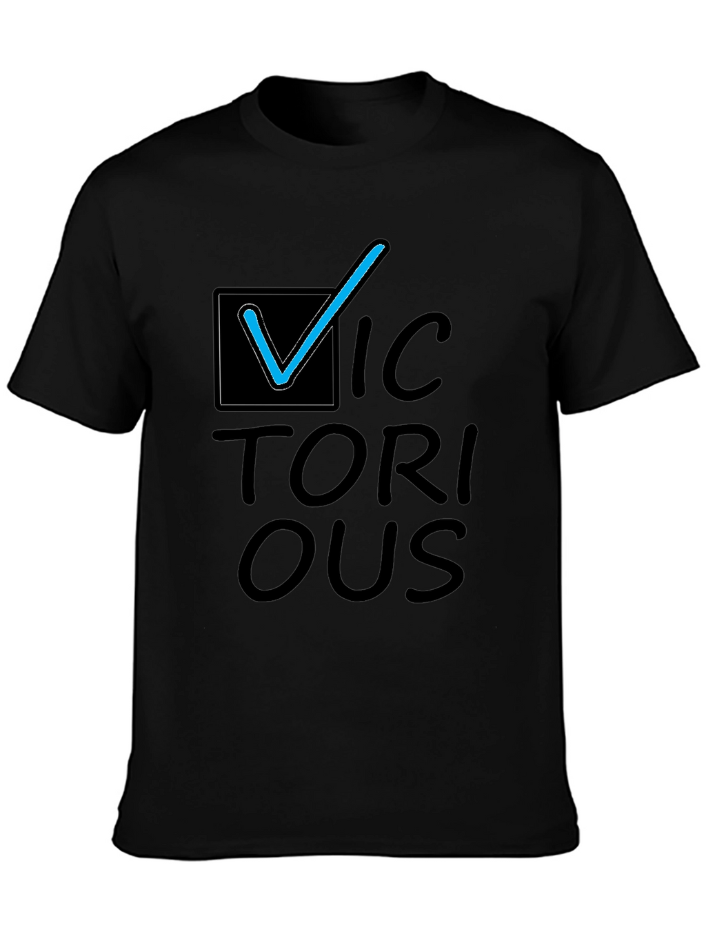 Victorious Graphic Tee - Black Cotton Casual T-Shirt
