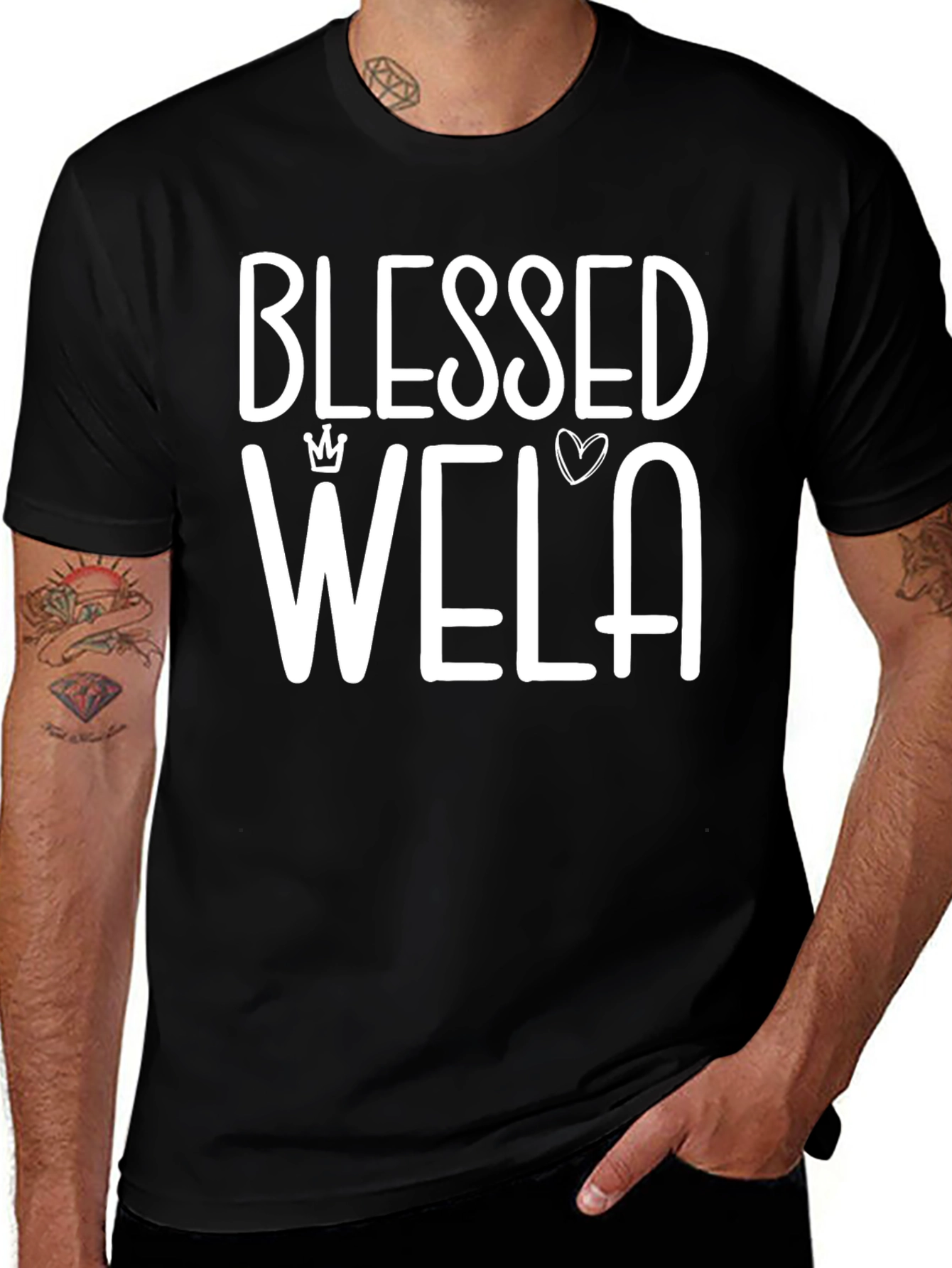 Blessed Wela Graphic Tee - Black Cotton Blend