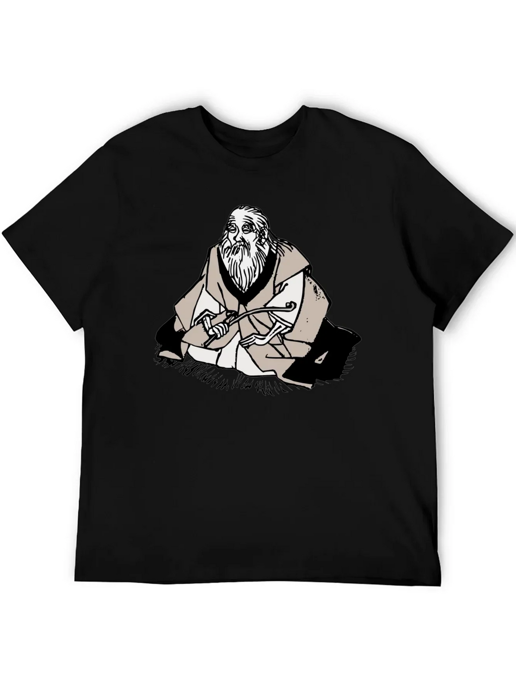 Wise Old Man Graphic Tee - Unique Black T-Shirt