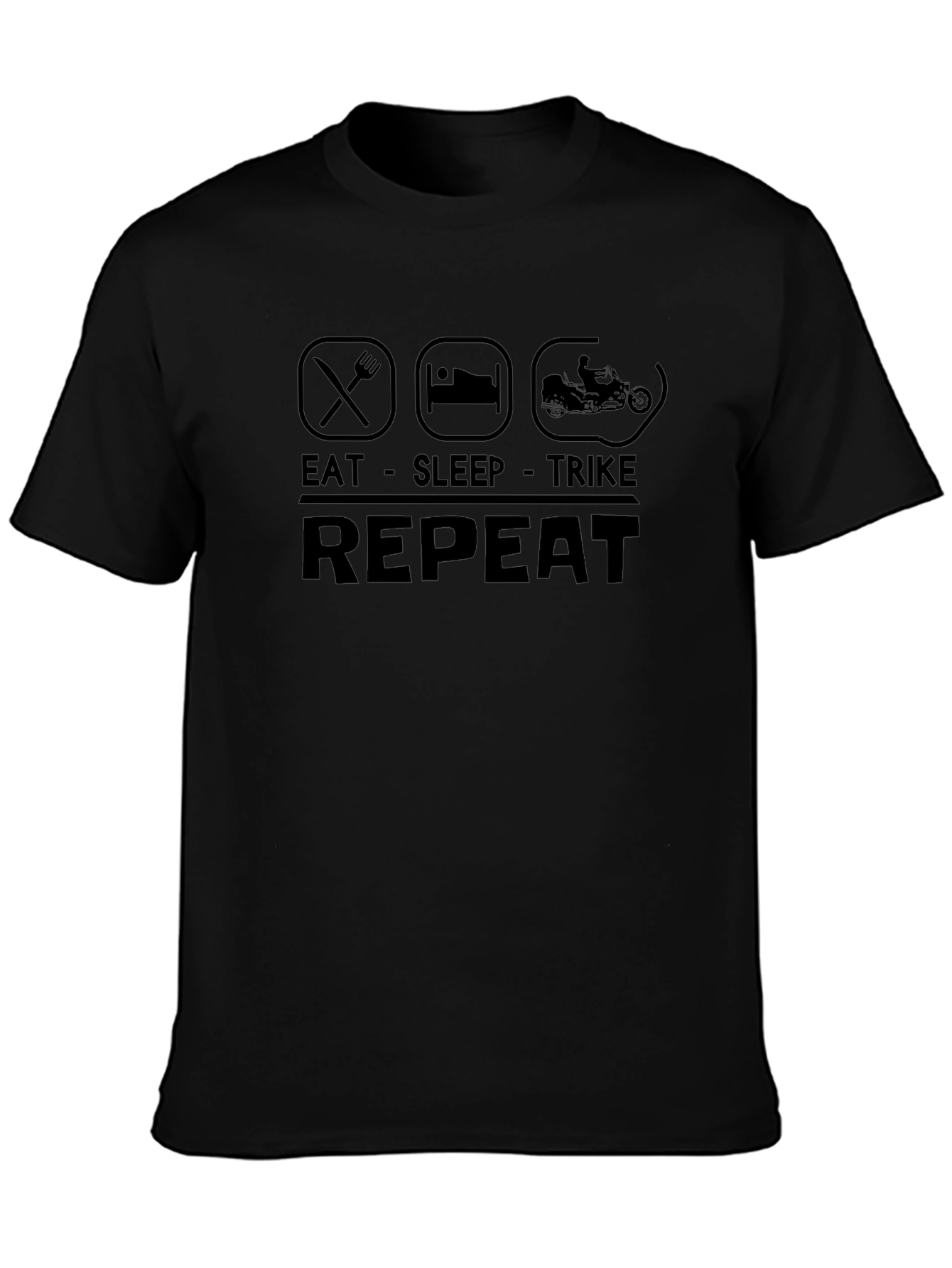Eat Sleep Trike Repeat Black T-Shirt