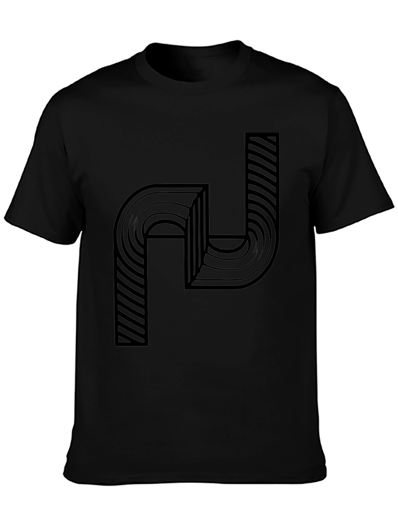 Abstract Graphic Print Mens Black T-Shirt