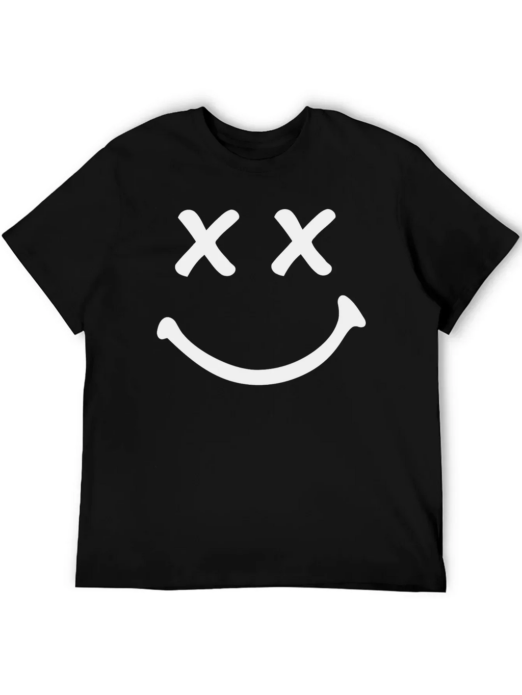 Smiley Face Graphic T-Shirt - Casual Black Tee