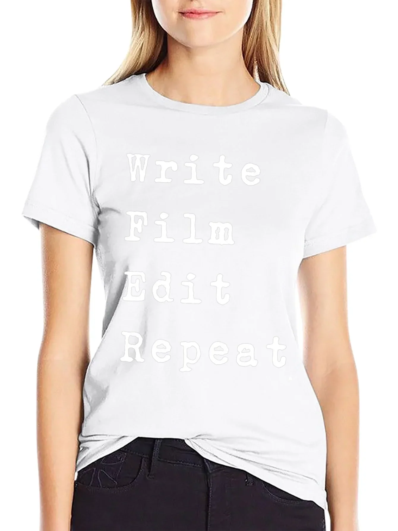 Write Film Edit Repeat Black T-Shirt
