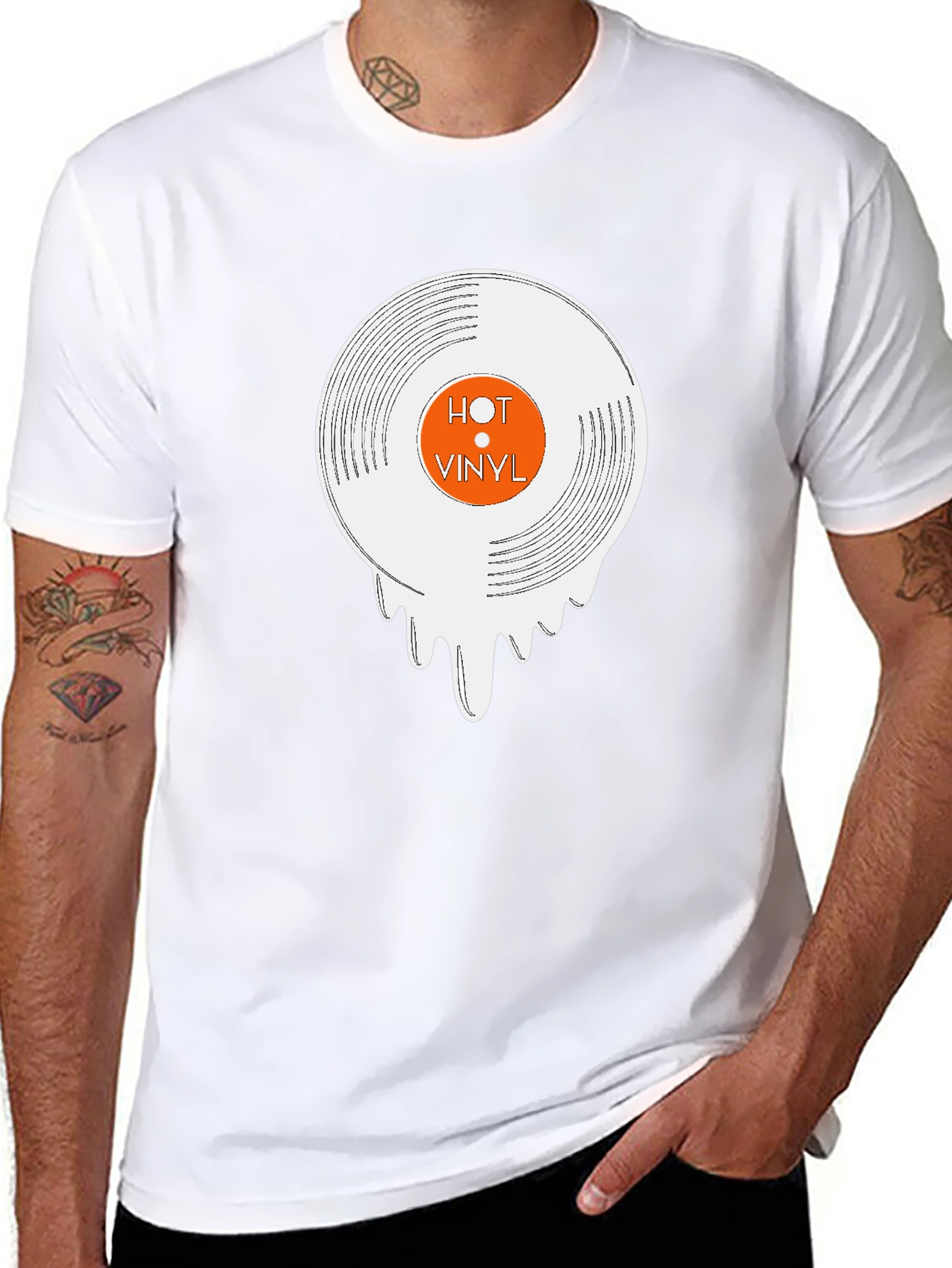 Hot Vinyl Graphic Tee - Cool Dripping Record T-Shirt