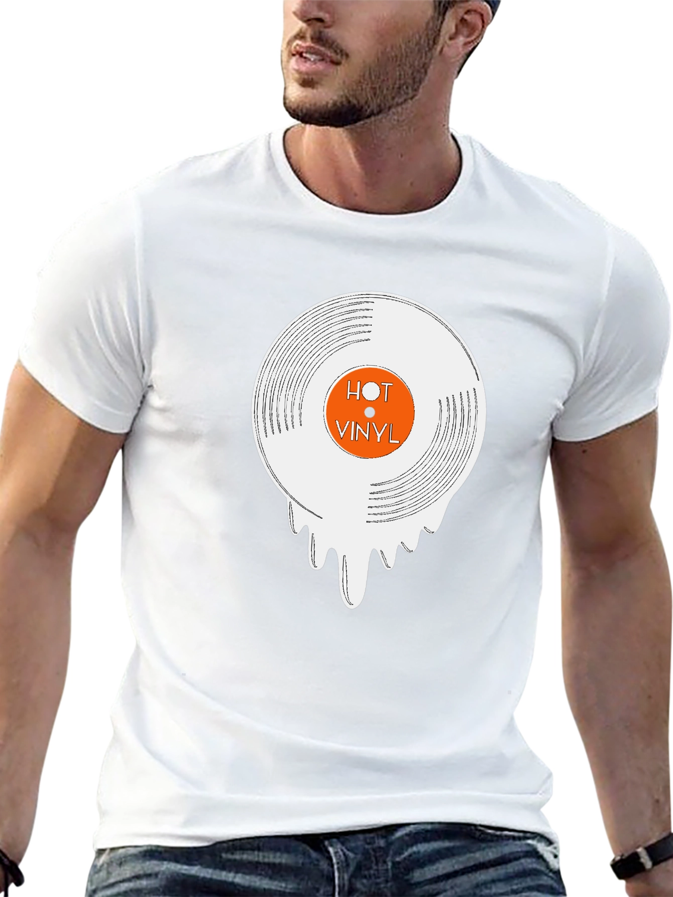 Hot Vinyl Graphic Tee - Cool Dripping Record T-Shirt