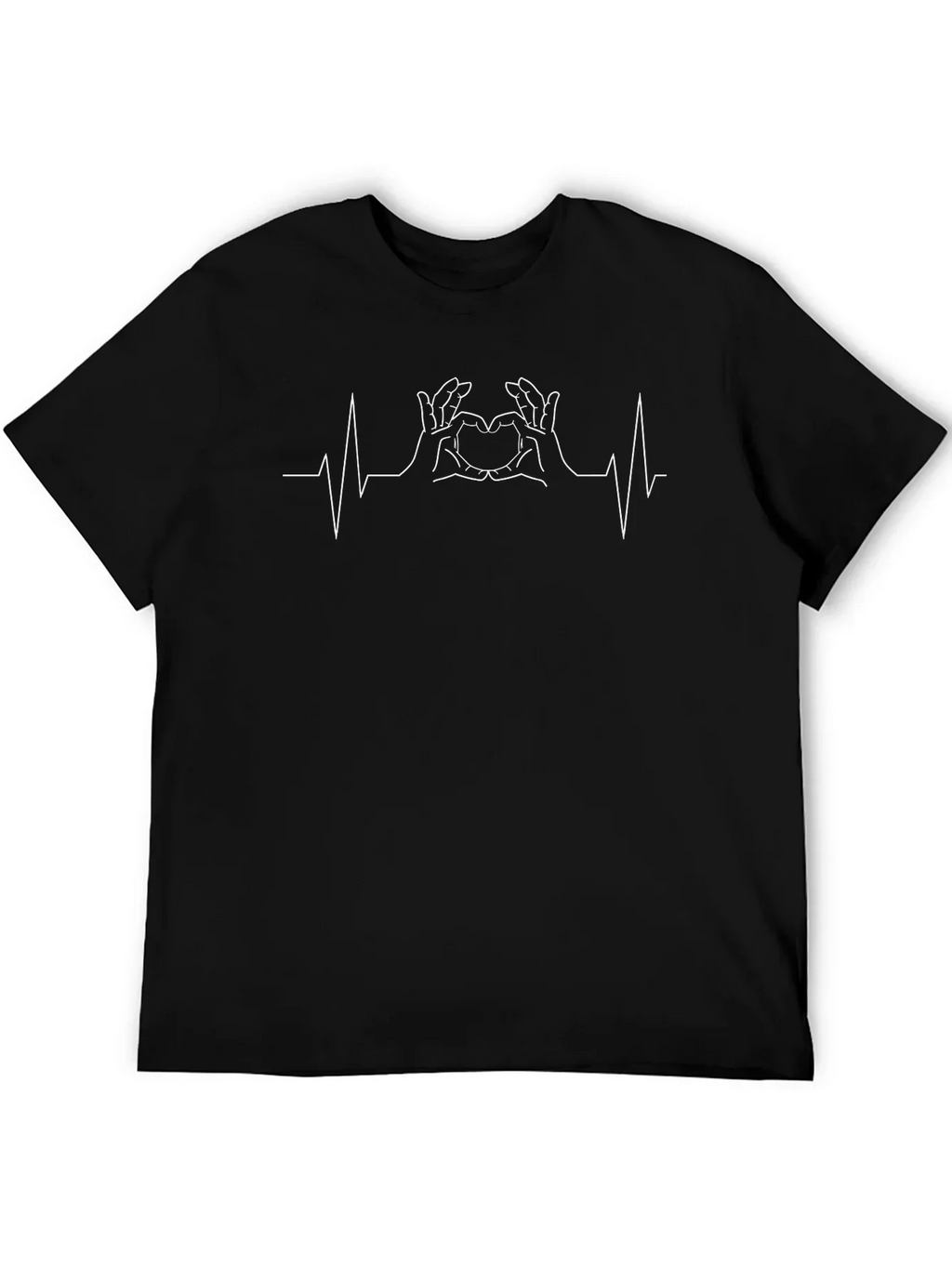 Heartbeat Hand Heart T-Shirt - Black