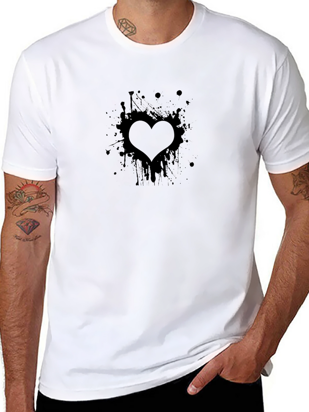 Heart Splatter Black T-Shirt - Trendy Casual Wear