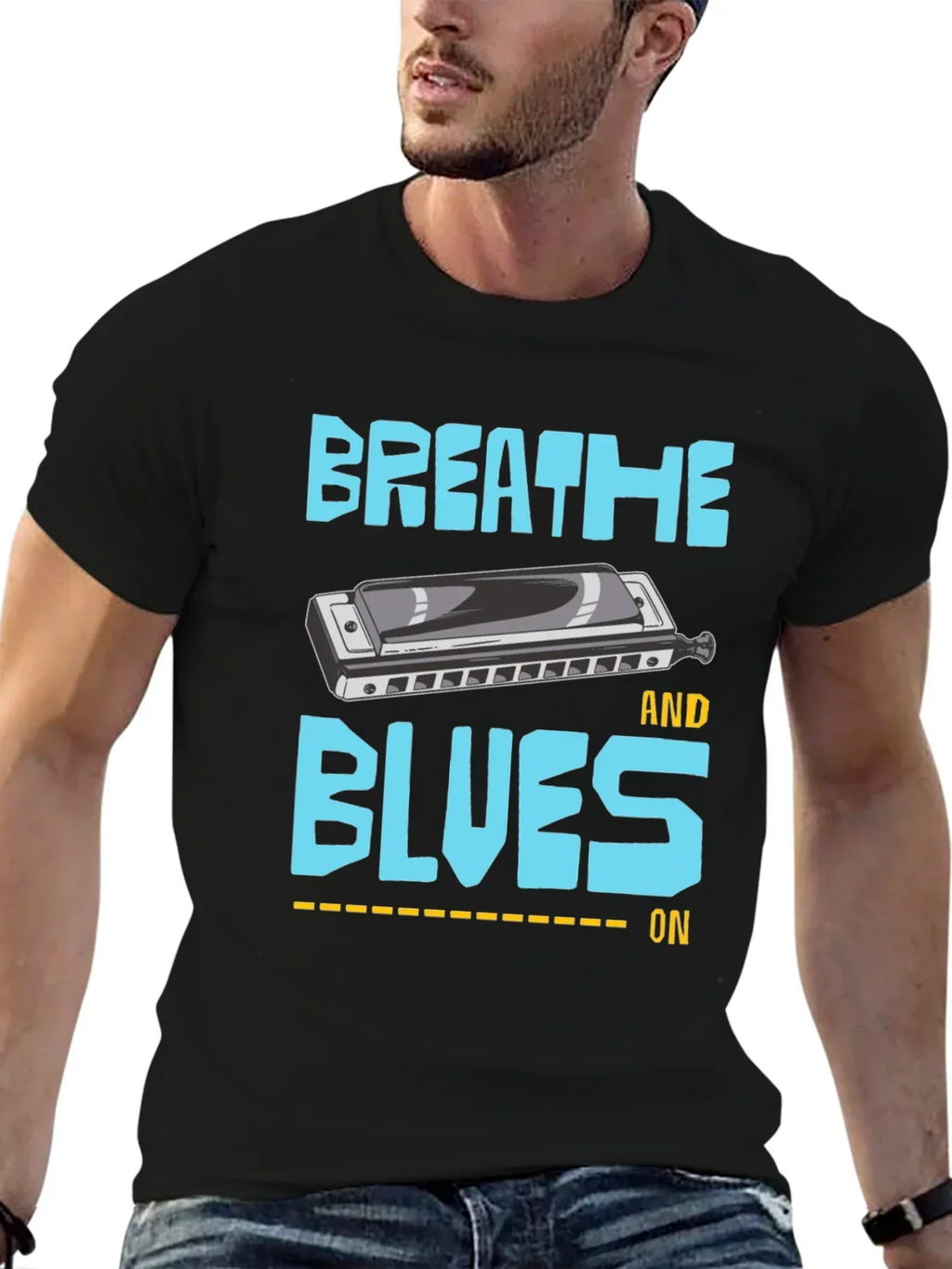 Breathe Blues Harmonica T-Shirt - Musical Tee