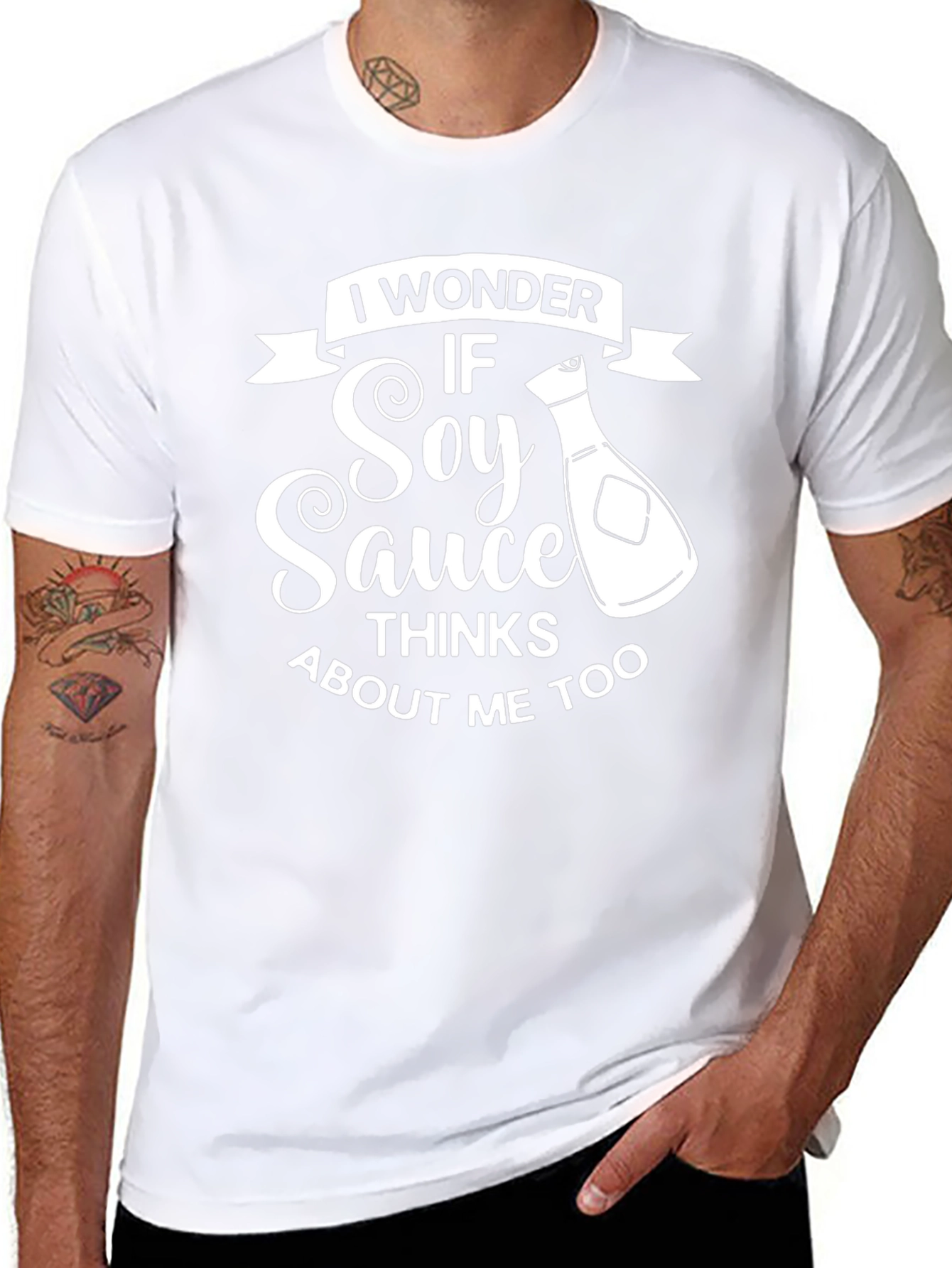 Soy Sauce Thinks About Me Too Black T-Shirt