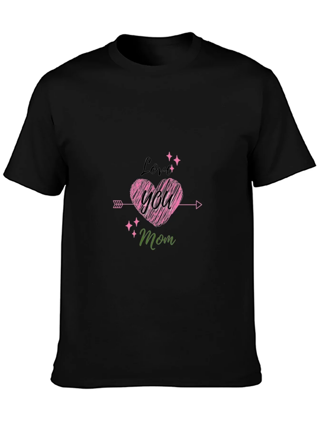 Love You Mom Black T-Shirt Cute Mothers Day Gift