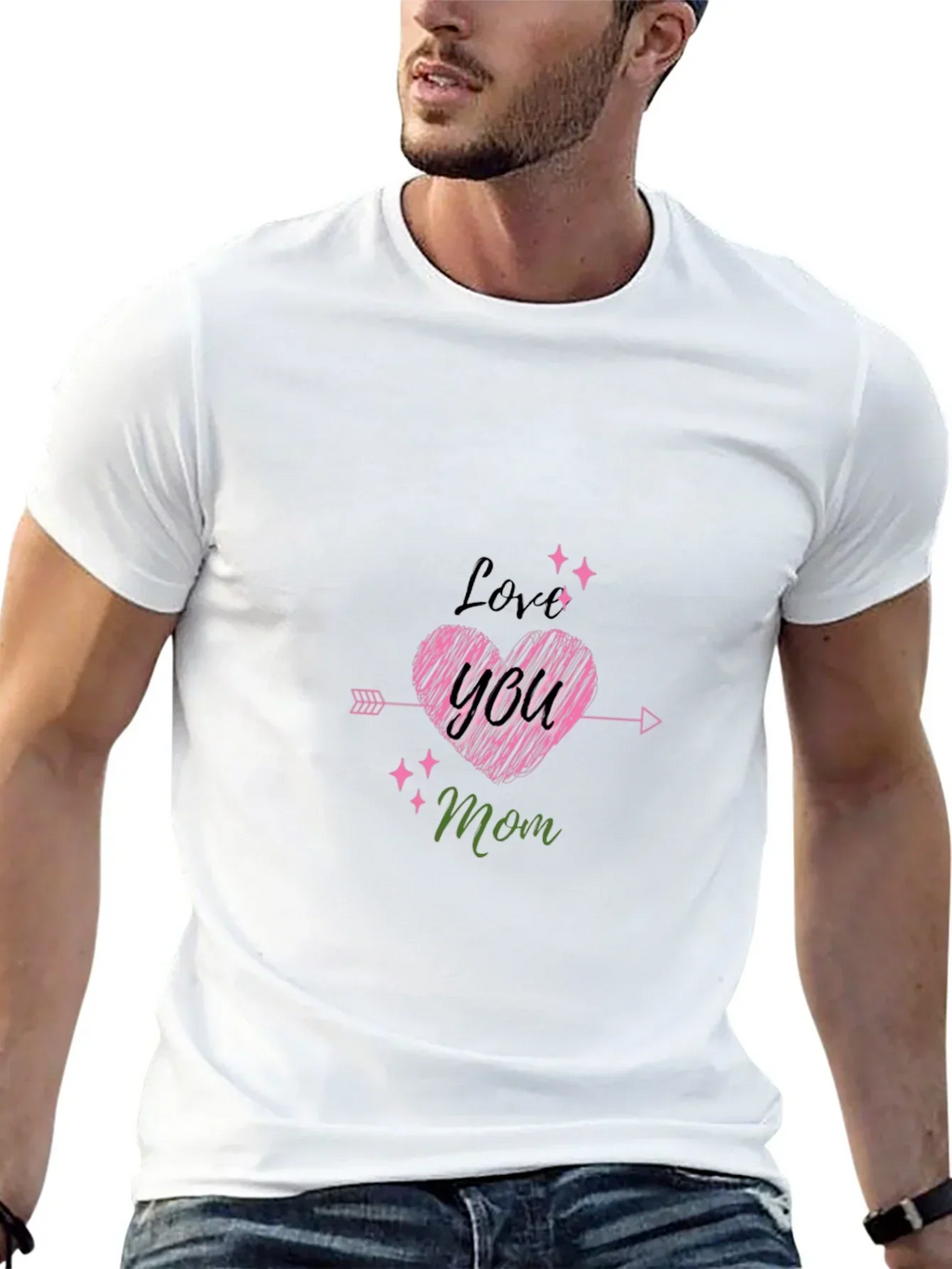 Love You Mom Black T-Shirt Cute Mothers Day Gift