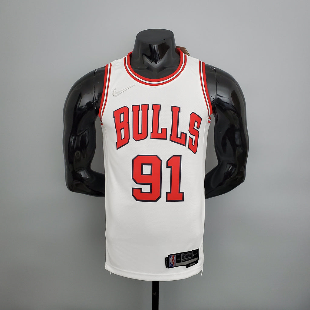 CAMISA NBA CHICAGO BULLS #91 RODMAN - 75° ANIVERSáRIO WHITE