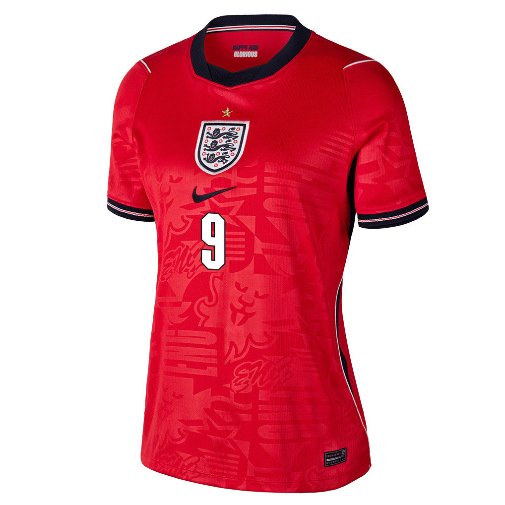 Harry Kane 9 Women's England National Team 2026 Away Soccer Jersey - Red