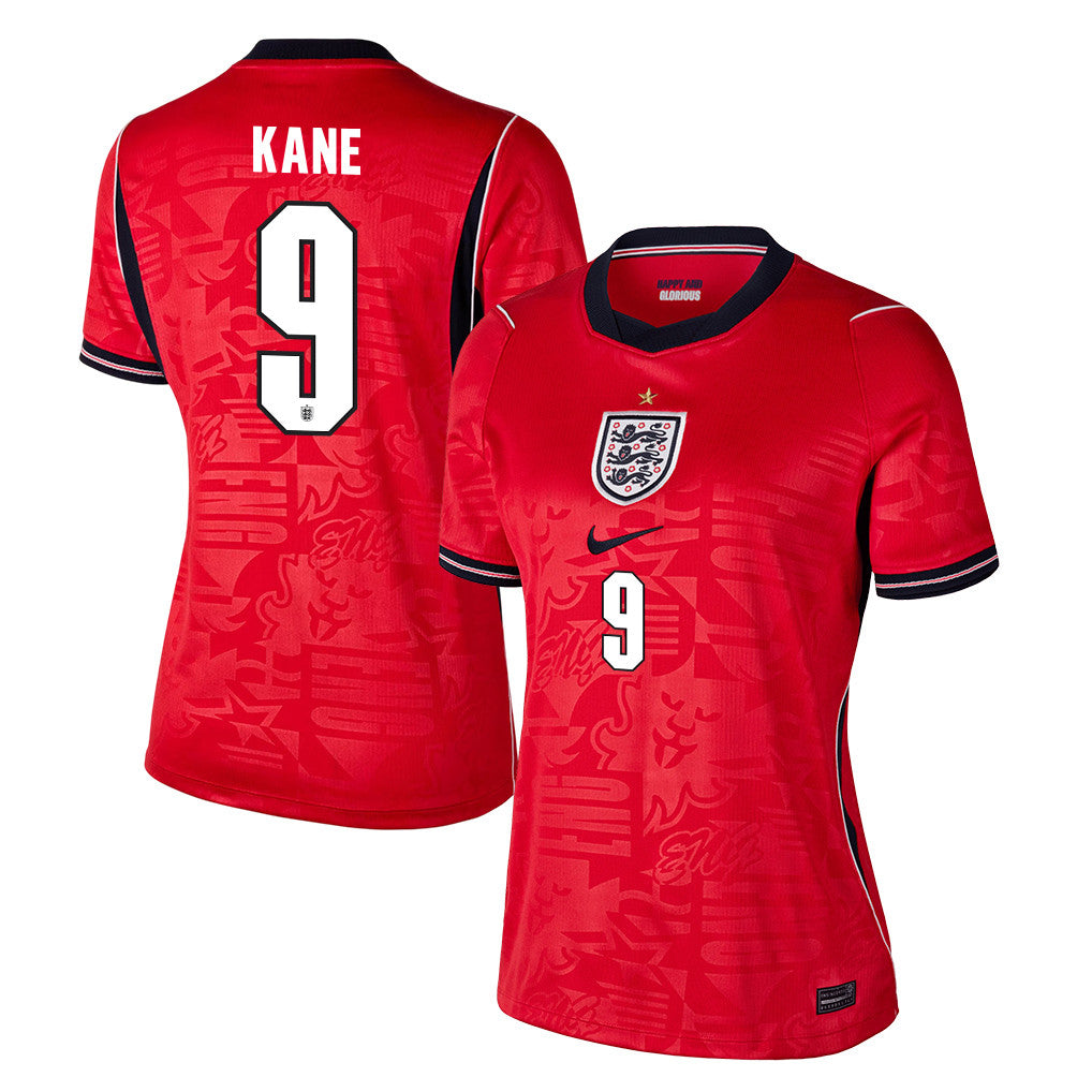Harry Kane 9 Women's England National Team 2026 Away Soccer Jersey - Red