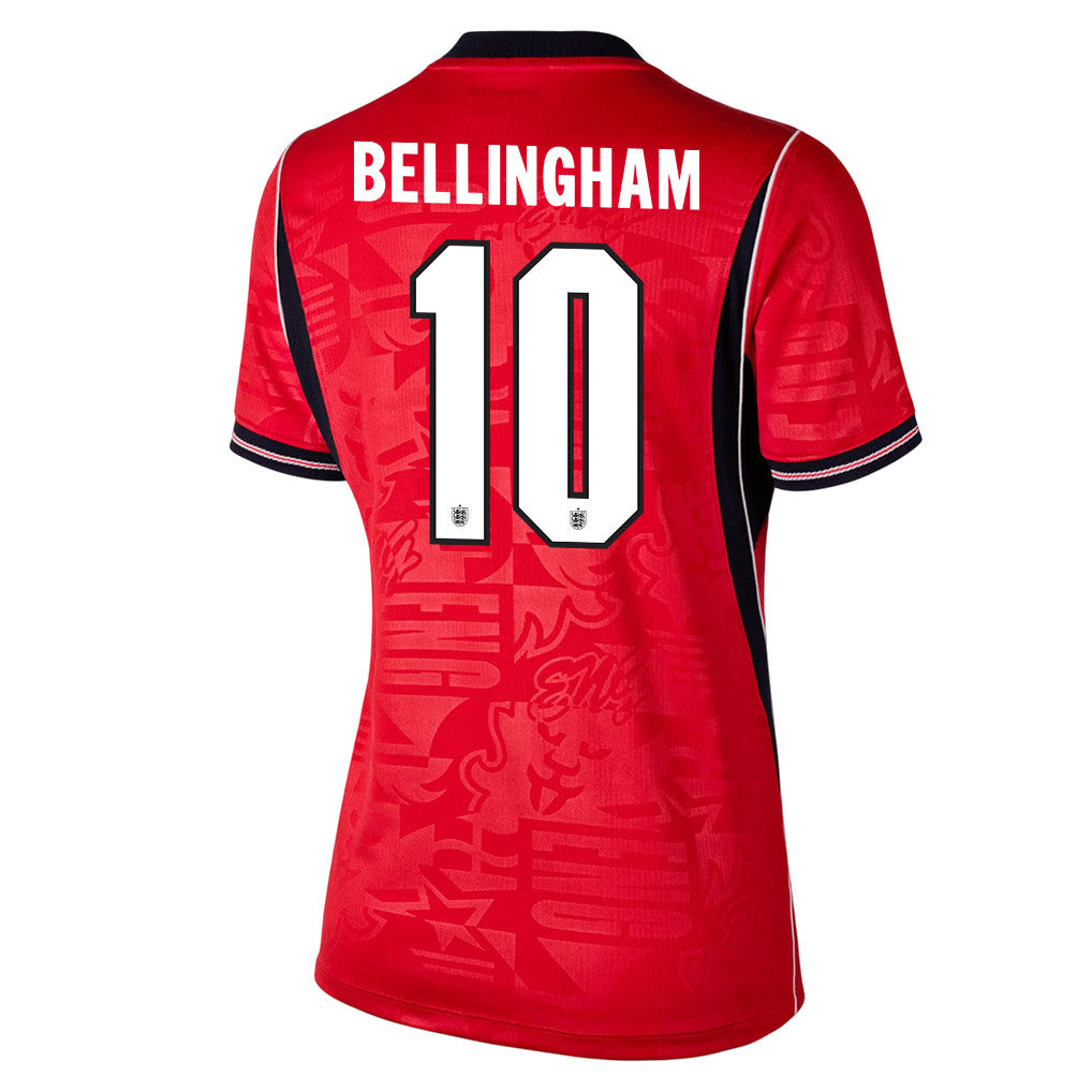 Jude Bellingham 10 Women's England National Team 2026 Away Soccer Jersey - Red