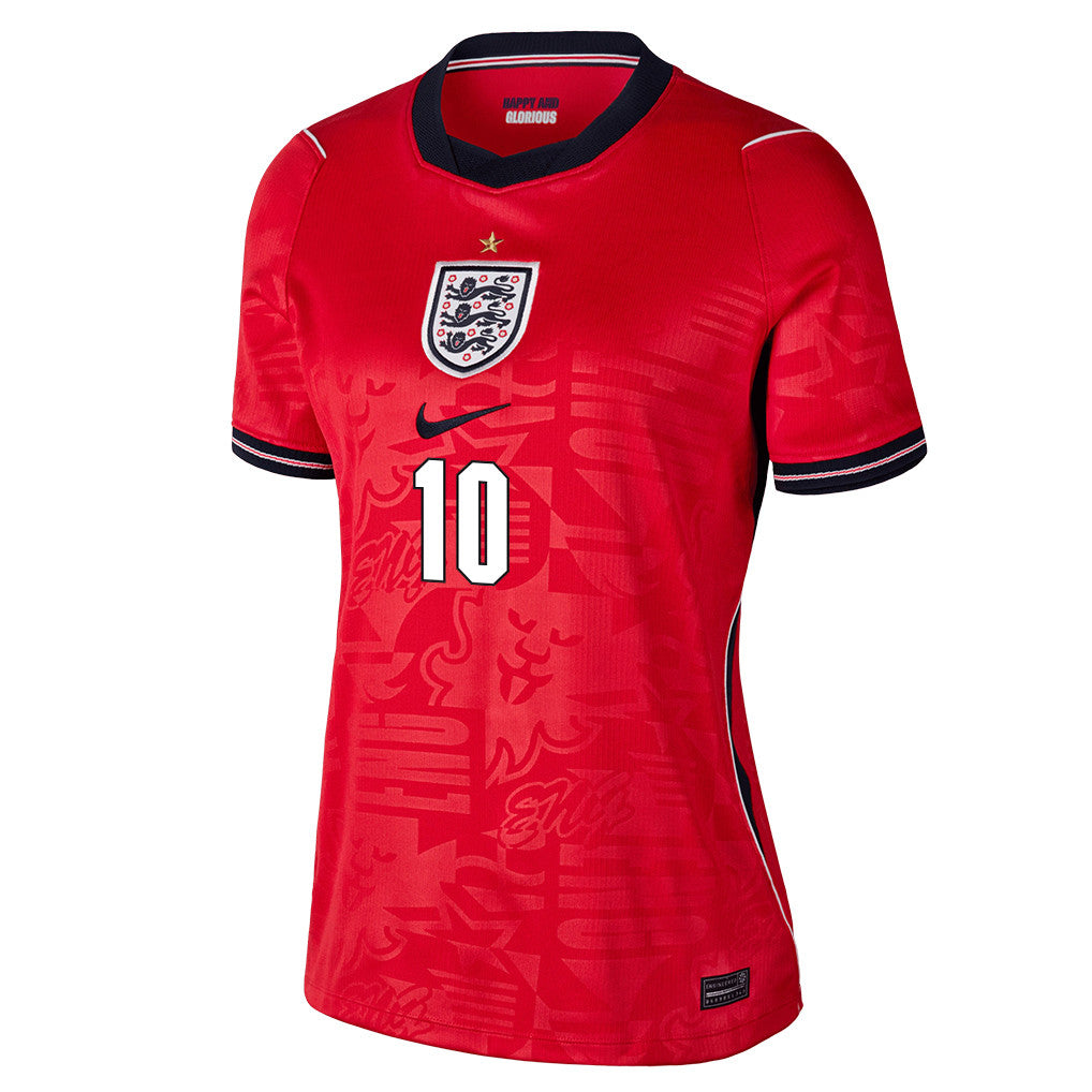 Jude Bellingham 10 Women's England National Team 2026 Away Soccer Jersey - Red