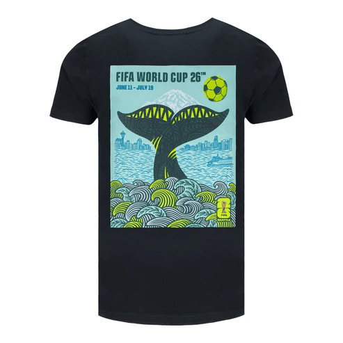 Seattle FIFA World Cup 2026 Wave Poster Graphic T-Shirt - Black