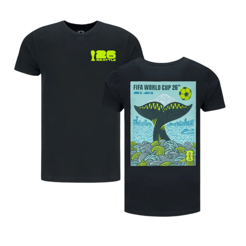 Seattle FIFA World Cup 2026 Wave Poster Graphic T-Shirt - Black