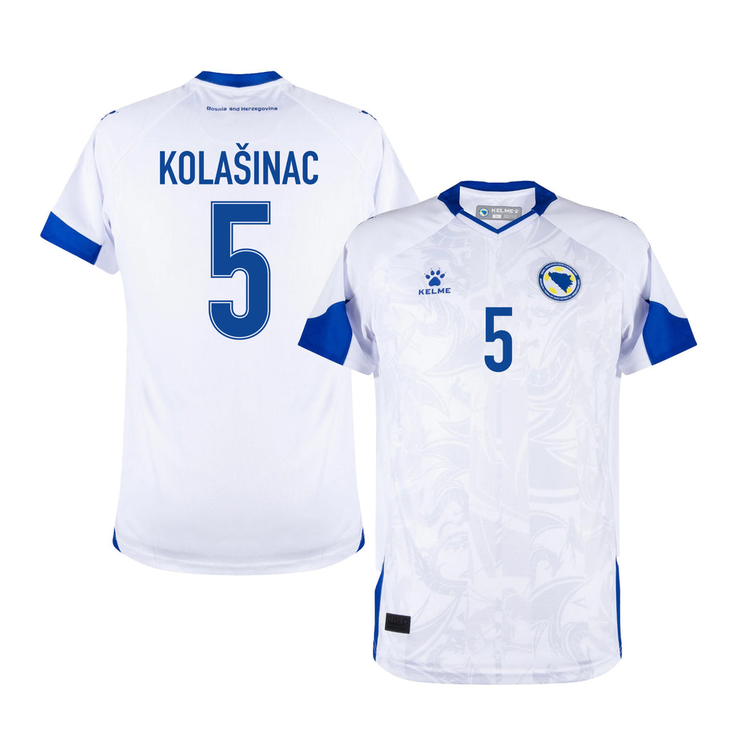 Sead Kolašinac #5 Bosnia and Herzegovina Away World Cup 2026 Soccer Jersey - White, Men
