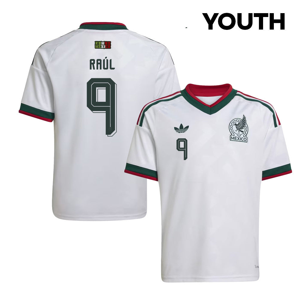 Raúl Jiménez #9 Youth Mexico National Team World Cup 2026 Away Soccer Jersey - White