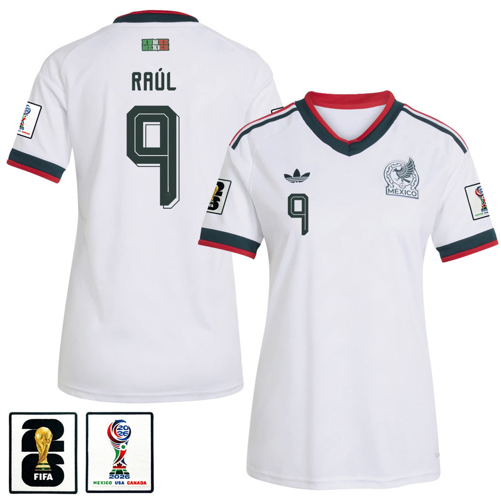 Raúl Jiménez #9 Women's Mexico World Cup 2026 National Team Away Soccer Jersey - White