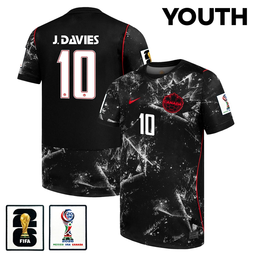Jonathan David #10 Youth Canada National Team World Cup 2026 Away Soccer Jersey - Black