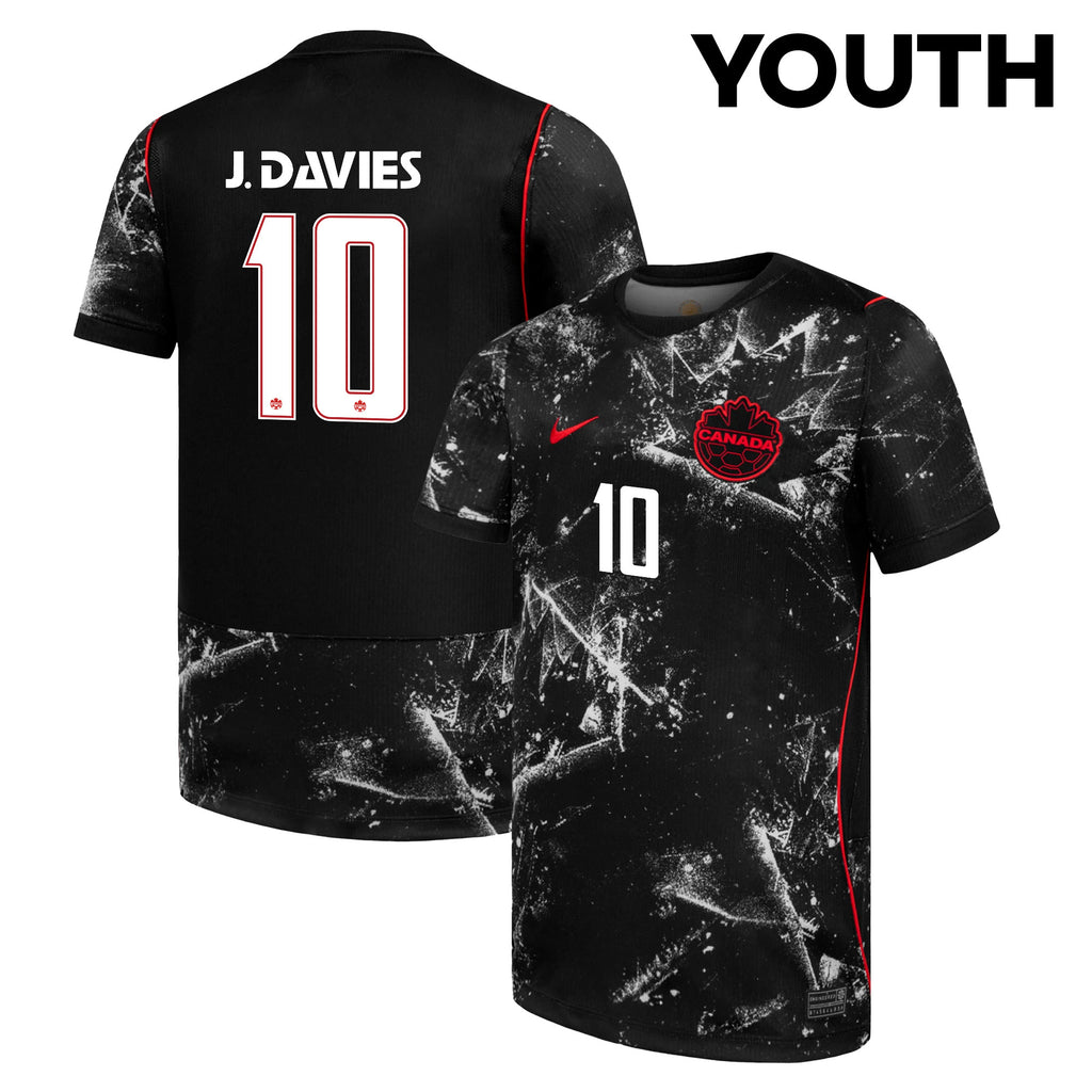 Jonathan David #10 Youth Canada National Team World Cup 2026 Away Soccer Jersey - Black