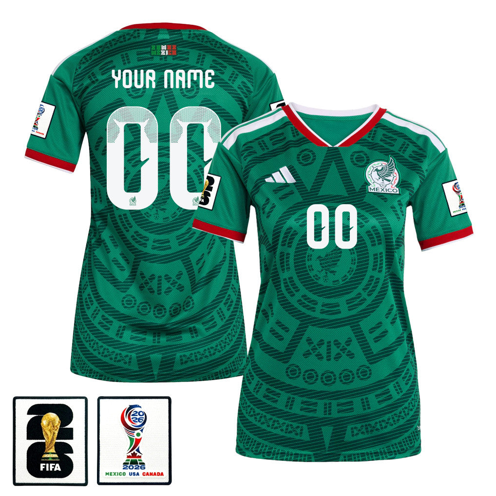 Mexico National Team World Cup 2026 Women's Home Soccer Jersey - Personalized - Green