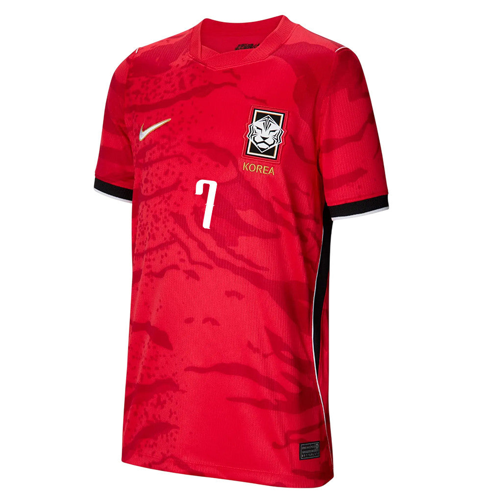 Son Heung-min #7 Youth South Korea National Team World Cup 2026 Home Soccer Jersey - Red