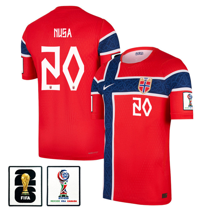 Antonio Nusa #20 Norway National Team 2026 World Cup Patch Home Soccer Jersey - Red, Men