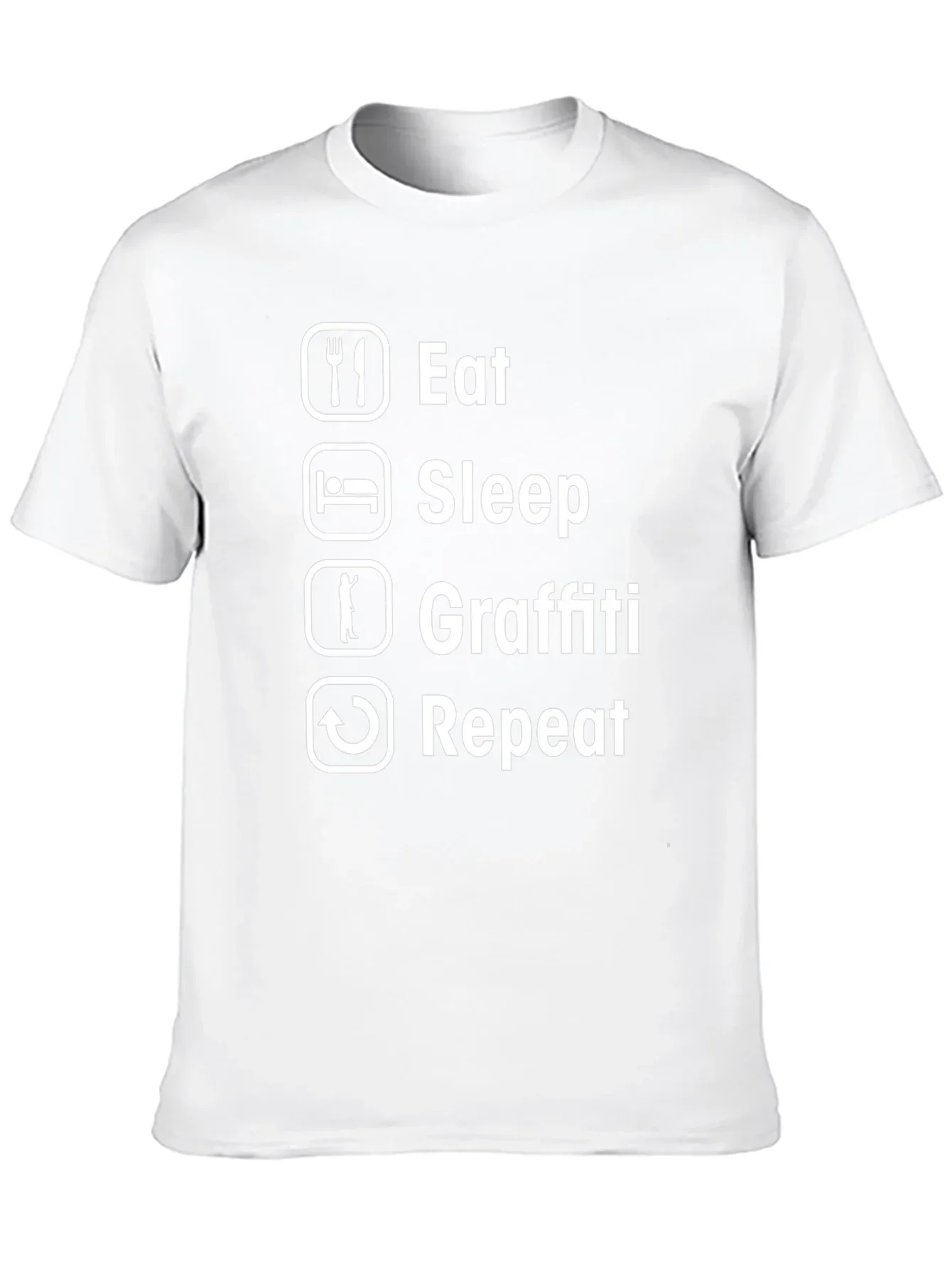 Eat Sleep Graffiti Repeat T-Shirt - Black Cotton Crew Neck