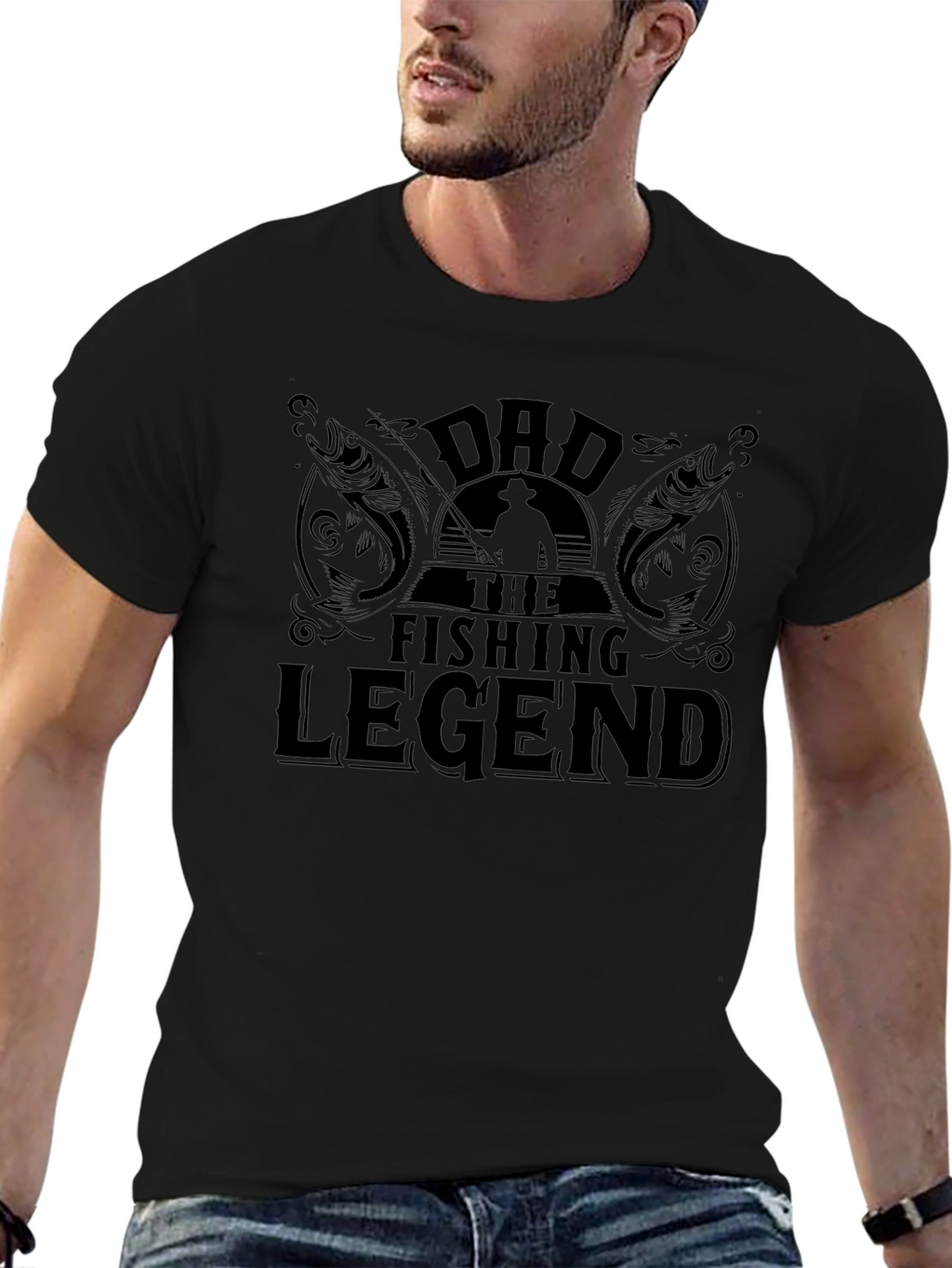 Dad the Fishing Legend Black T-Shirt