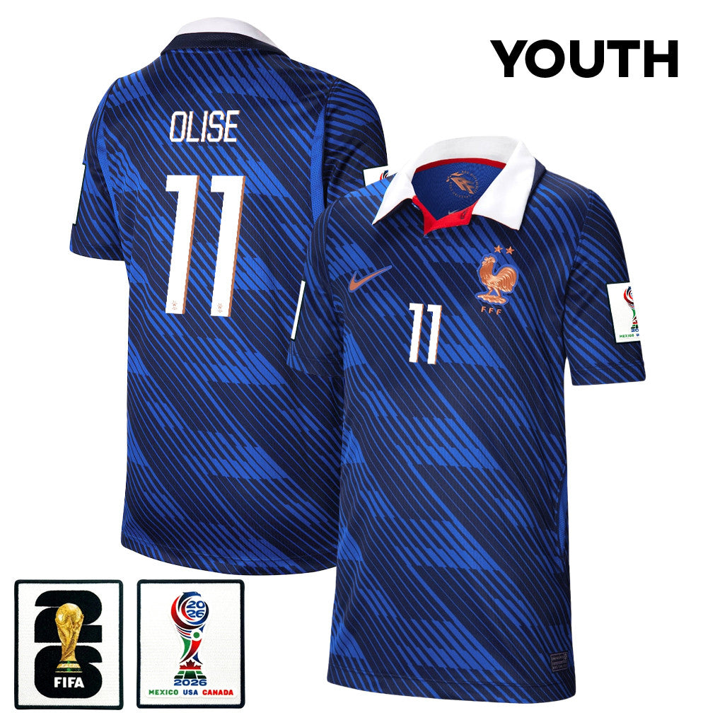 Michael Olise 11 Youth France National Team 2026 Home Soccer Jersey - Blue