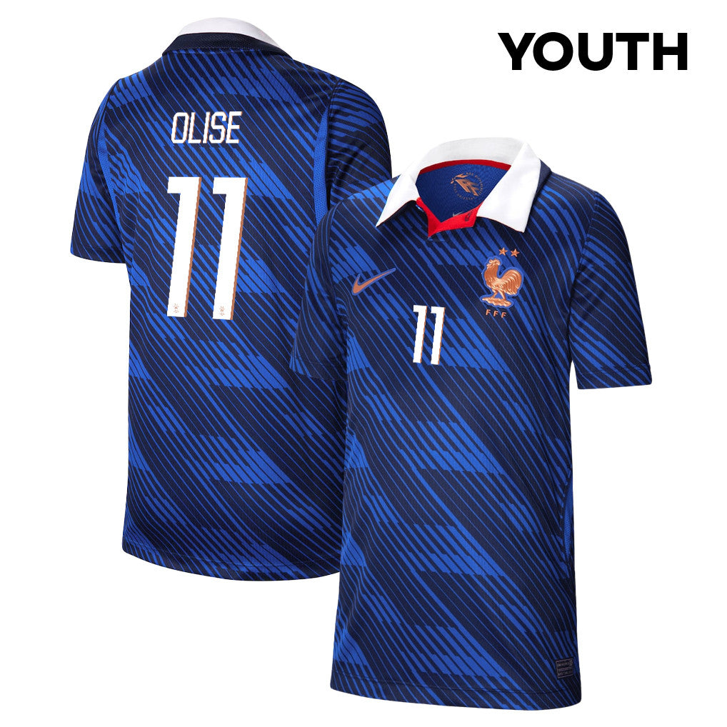 Michael Olise 11 Youth France National Team 2026 Home Soccer Jersey - Blue