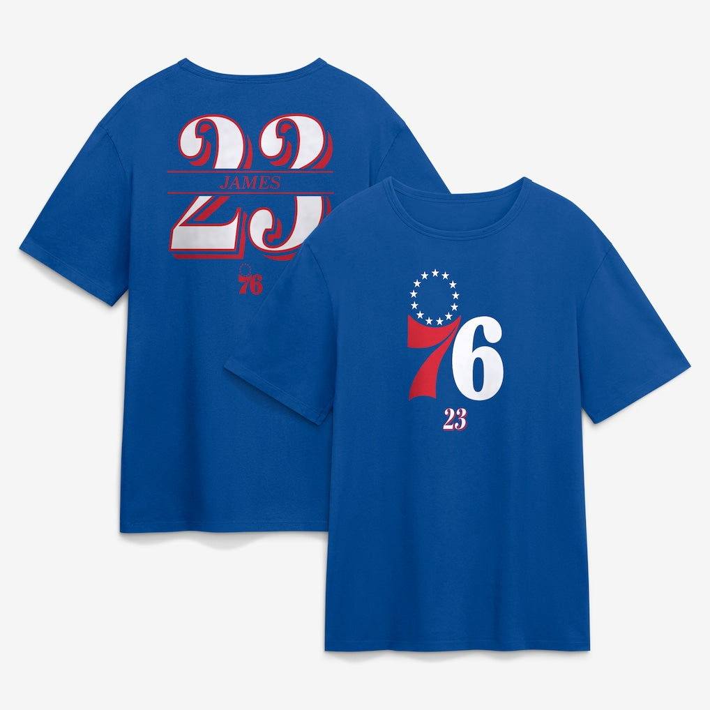 LeBron James Philadelphia 76ers Fanatics In The Paint Name & Number T-Shirt - Royal