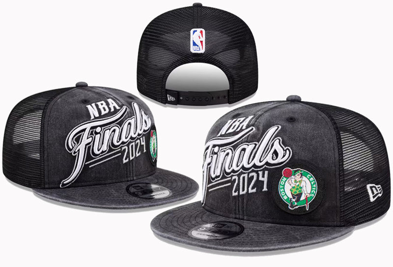 New Era 9FIFTY Boston Celtics 2024 NBA Finals Washed Trucker Snapback Hat - Black Grey