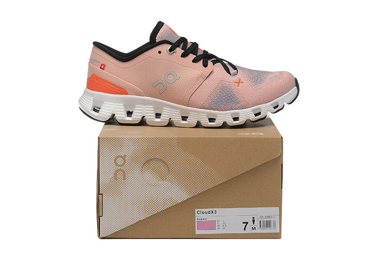On Cloud X3 Running Shoes Pink-white