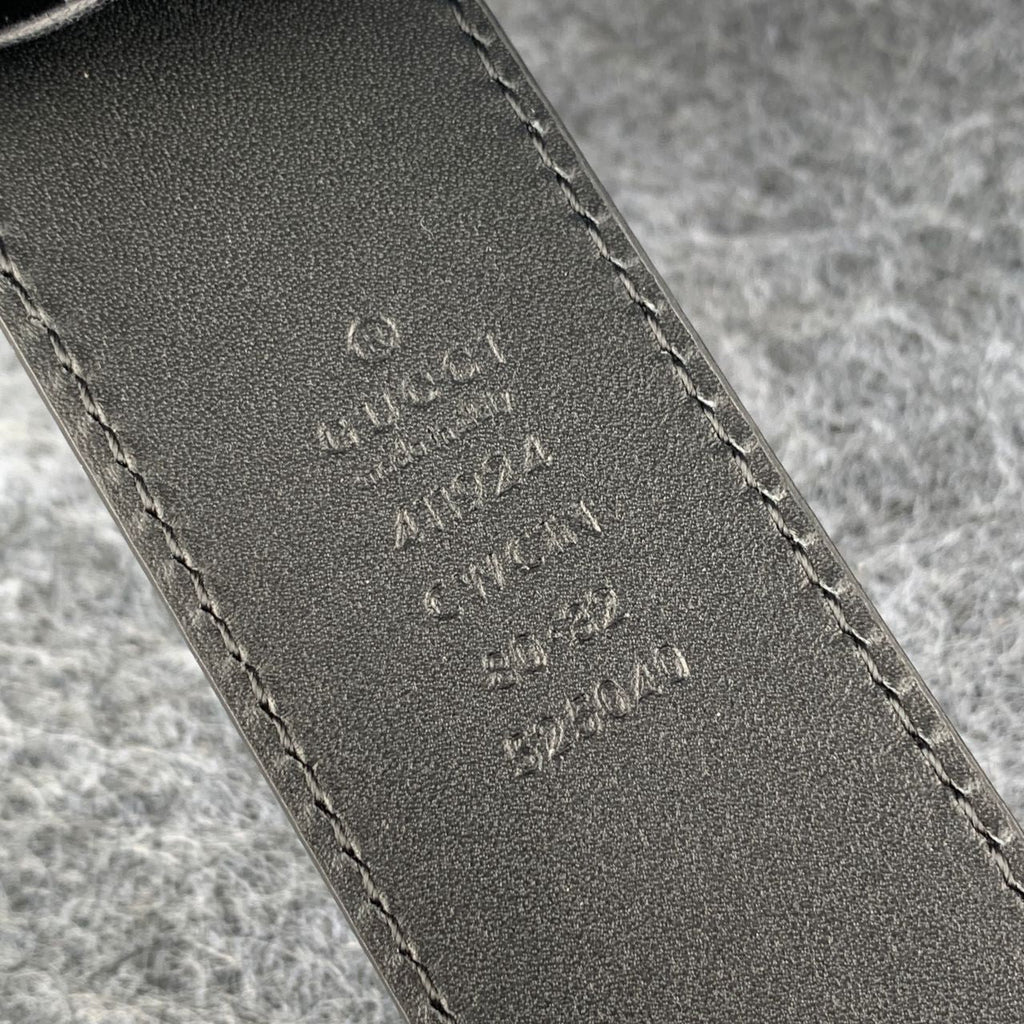 Double G Textured Leather Belt with Antique Brass Buckle, 1.5” Width 'Black'